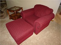 Maroon Chair with Ottoman