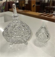 SMALL CRYSTAL GLASS CANDY DISH & GLASS PEAR DISH