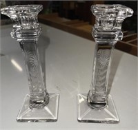 2-CRYSTAL GLASS CANDLE STICKS
