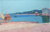 1913 Paul Aubin Painting of Harbor