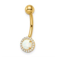 14 Kt  Created Opal Crystal Belly Ring