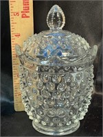 Vintage Hobnail Glass Covered Sugar Bowl