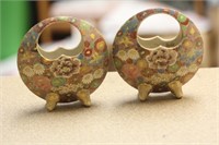 Pair of Japanese Satsuma Ceramic Baskets