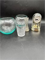 Vases, Desk Clock, Small Pressed Glass Votive