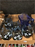 "blue" glasses/dishes