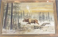 W.Wilkie signed oil painting on board - wolves