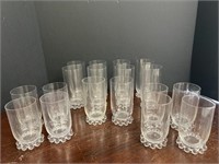 Set of 18 Candlewick glass tumblers