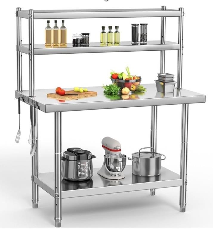 Stainless Steel Table with Overshelves,