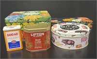 5 Unique Tins Including Band-Aid, Lipton of