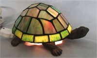 TIFFANY STYLE MOSAIC STAINED GLASS TURTLE LAMP