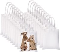 20pc Sublimation Tote Bags Blank Canvas White