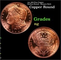 1oz .999 Fine Copper Bullion Round - Morgan Style