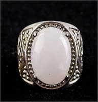 White Jade Silver Ring