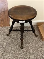 Oak Swivel Piano Stool with Ball & Claw Feet