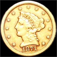 1871-S $2.50 Gold Quarter Eagle LIGHTLY CIRCULATED