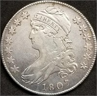1807 Draped Bust Half Dollar VF+, First Year Coin