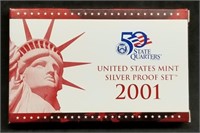 2001 US Mint Silver Proof Set w/State Quarters