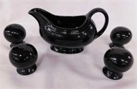 Homer Laughlin Fiesta black gravy boat, 8" -