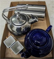 TEA POT, KETTLE, STAINLESS TUMBLERS & TEACUPS