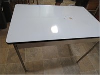 Porcelain top table w/black trim drawer