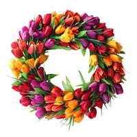UNIE 20Inch Tulip Wreath Flower Wreaths for Front