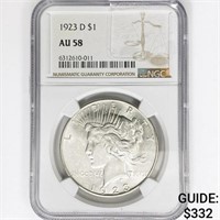 1923-D Silver Peace Dollar NGC AU58