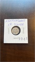 5 cent silver Newfoundland coin 1941