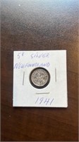 1941 5 cent silver coin