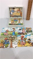 Antique picture puzzle blocks with original case