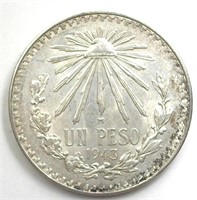 1943 Peso Brilliant UNC Mexico
