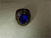 Air Force Ring in gold tone w/ Blue Center Stone