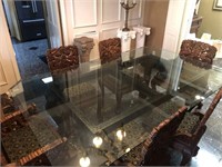 Oriental Diningroom Table w/ Beveled Glass top