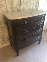 Tall 3 Drawer Marble Top Antique Dresser