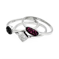 Sterling Silver Multi Crystal Ring Set