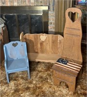 Handcrafted Doll Furniture, Wood Angel, Slate Flag