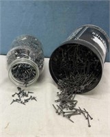 Jar of Upholstery Tacks  & Can of 1 1/2 Nails