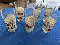 6 Vtg Christmas glasses