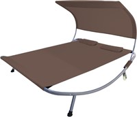 Patio Double Chaise Lounge Bed with Canopy