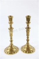 Brass Queen Anne Style Candlesticks - Heavy