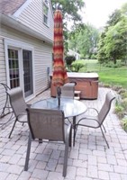5pc glass top patio table and chair set with