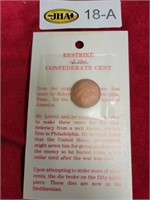 Restrike Confederate One Cent 1861