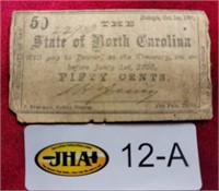 State Of North Carolina Fifty Cents Note