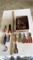 Wire cutter, various pliers, vise grips, Chanel