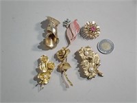 Six Floral Brooches