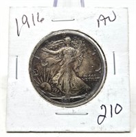 1916-D Half Dollar Unc.-Toned