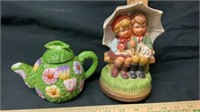 Porcelain Figurine Music Box, Teapot