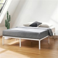 14 Inch Metal Platform Bed Frame  Full  White
