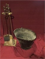 Fire place tools and Ash bucket