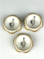Antique porcelain Ostrich salts or maybe egg cups