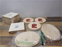 (5) Oval, Round Pieces of Wood, (4) Wooden Boxes